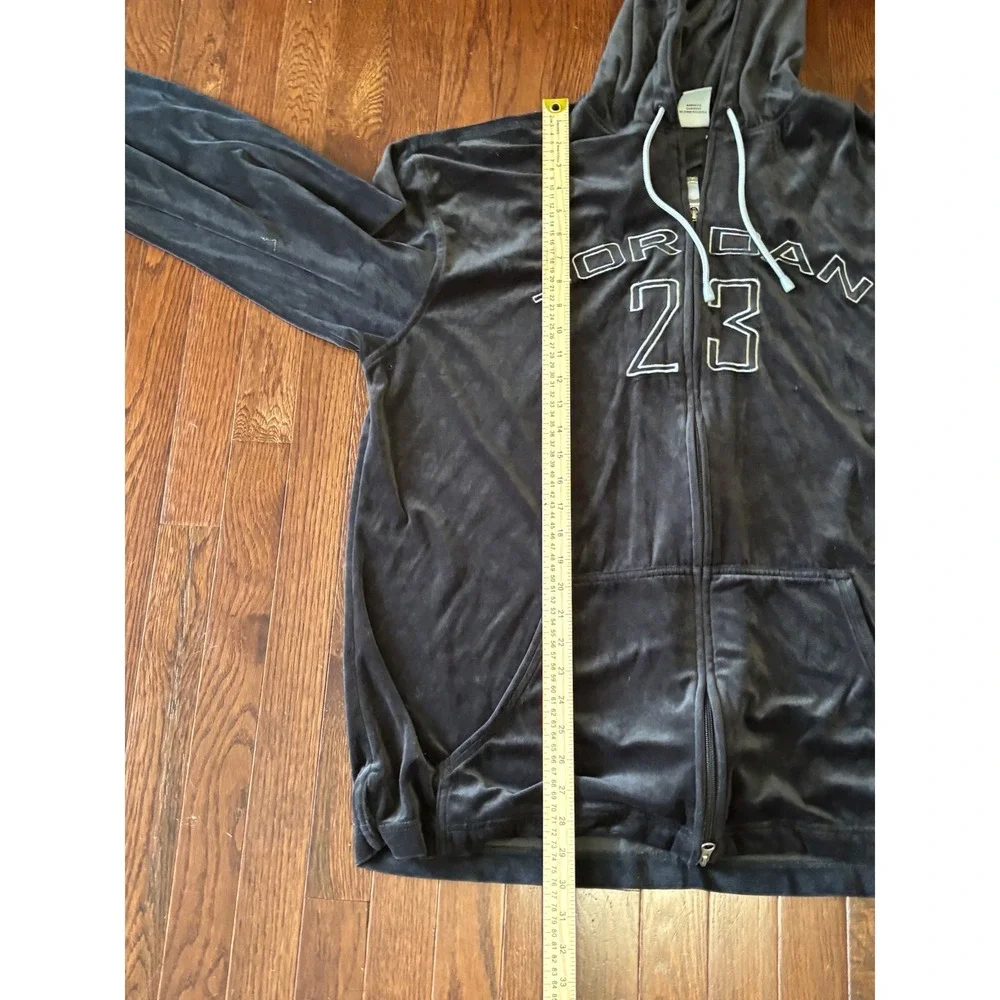 Jordan 23 Velour Full Zip Hoodie Mens XL Black Velvet Jumpman H20610TIC